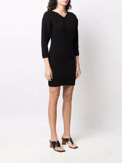 Rodebjer Ribbed-knit V-neck Dress In Black
