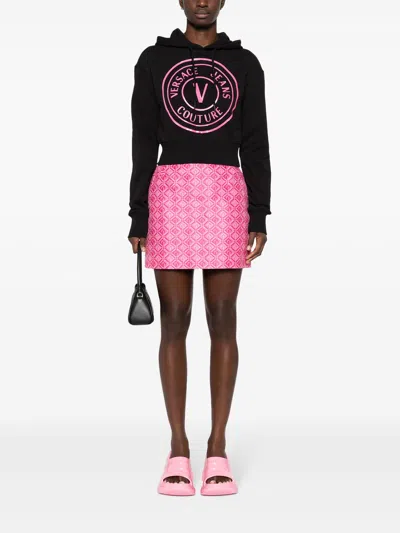 Versace Jeans Couture Logo-print Cropped Hoodie