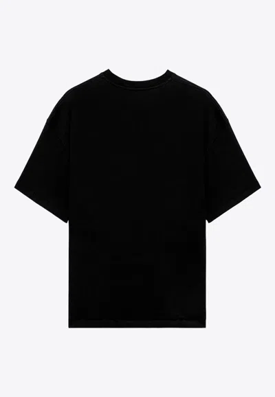 1989 Studio Solid Color Crew-neck T-shirt With Contrasting Logo In Black