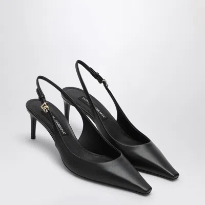 Dolce & Gabbana Tortoiseshell-print Patent Leather Slingbacks In Black