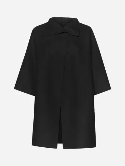 Harris Wharf London Wool Kimono Mantle In Black