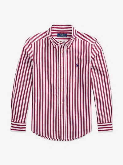 Polo Ralph Lauren Striped Cotton Poplin Shirt In Red