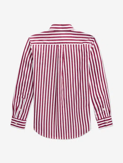 Polo Ralph Lauren Striped Cotton Poplin Shirt In Red
