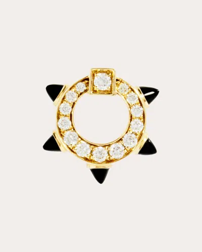 Statement Paris Women's Spike Rhodium-plated Sterling Silver Black Agate And Diamond Single Earring In Gold
