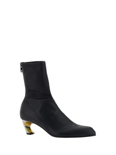 Alexander Mcqueen Armadillo Leather Boots In Blacksilvergold