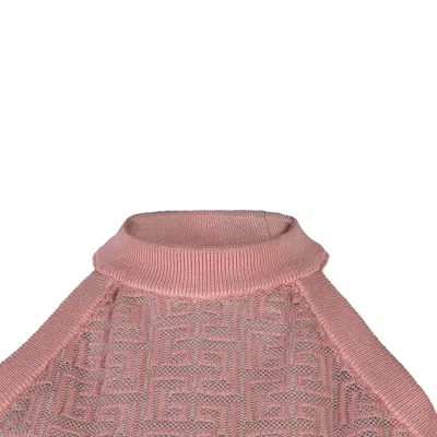 Balmain Top In Maglia Monogramma Pb Labirinto In Pink