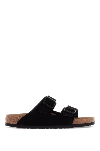 Birkenstock Soft Footbed Arizona Slides In Black