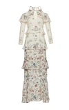 VILSHENKO The Annabelle Print Jacquard Tiered Full Length Dress