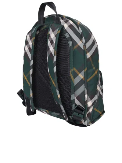 Burberry Check Pattern Shield Backpack With Front Zip In Green