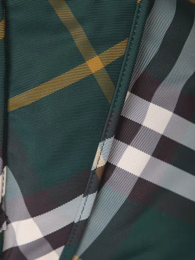 Burberry Check Pattern Shield Backpack With Front Zip In Green