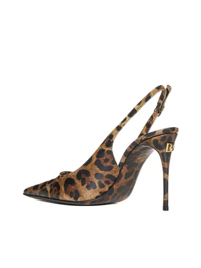 Dolce & Gabbana Luxurious Leopard Printed Slingback Pumps For Women In Multicolor