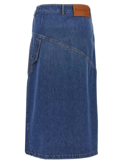 Jw Anderson Jwanchor Twisted Midi Skirt In Blue