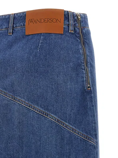 Jw Anderson Jwanchor Twisted Midi Skirt In Blue