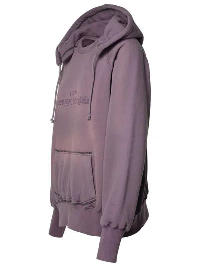 Maison Margiela Reverse-logo Cotton Hoodie In Purple