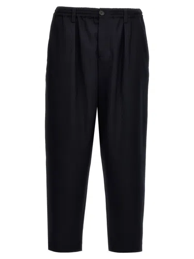 Marni Deep Blue Tropical Wool Trousers With Drawstring Waist In Blue