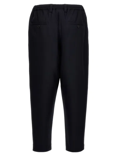 Marni Deep Blue Tropical Wool Trousers With Drawstring Waist In Blue