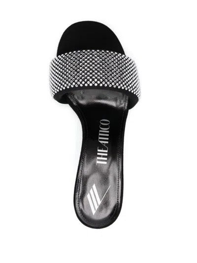 Attico The  Woman Sandals Black Size 8 Textile Fibers In Black