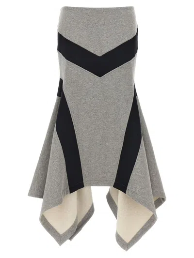 Attico Asymmetrical Maxi Skirt In Gray