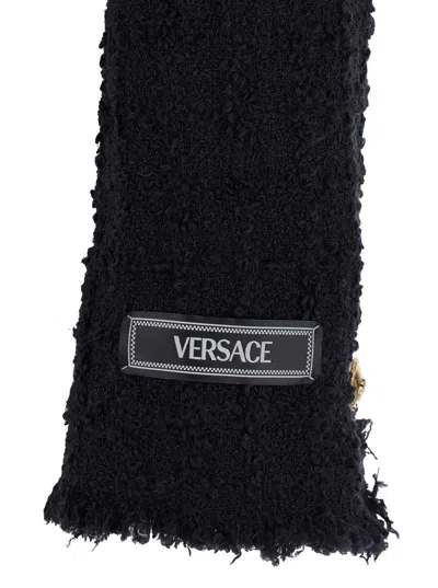 Versace Short Tweed Heritage Jacket In Black