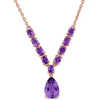 Mimi & Max 2 1/3ct Tgw Pear Oval-cut Amethyst Lariat Necklace Rose Silver-18 + 2 Ext. In Purple