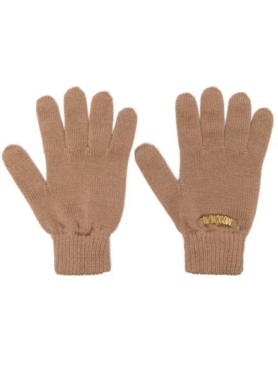 Shop Moschino Gloves In Brown