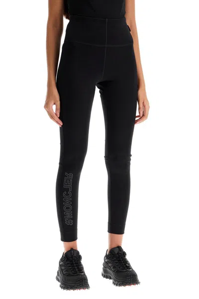 Shop Moncler Technical Jersey Leggings For Active Wear In Black