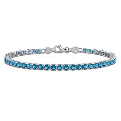Mimi & Max 4 3/5ct Tgw London Blue Topaz Tennis Bracelet In Sterling Silver-7.25 In In Blue