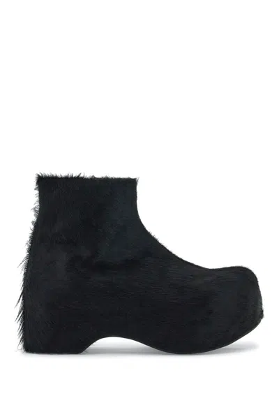 Shop Marni 'long-haired Chunky Ankle Boots In Black