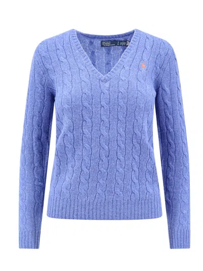 Shop Polo Ralph Lauren Wool And Cashmere Sweater With Embroidered Logo