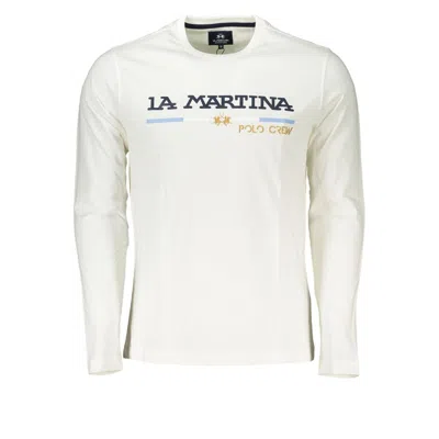 La Martina Chic Crew Neck Embroidered White Tee In White
