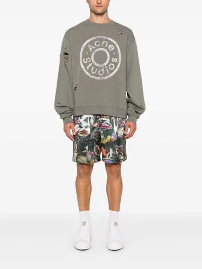 Shop Acne Studios Logo Crewneck Sweatshirt In Grey