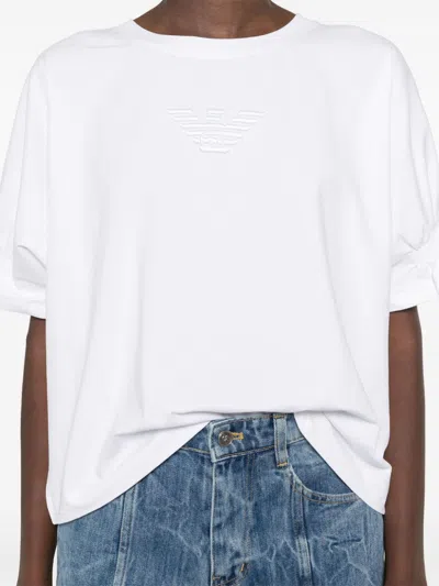 Shop Emporio Armani Logo Cotton Shirt In White