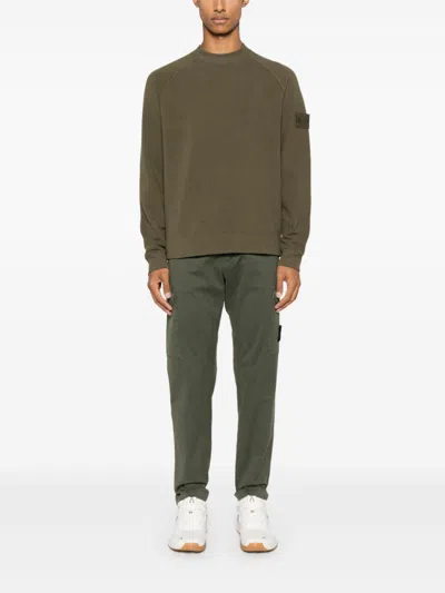 Shop Stone Island Logo Cotton Sweatshirt In Green