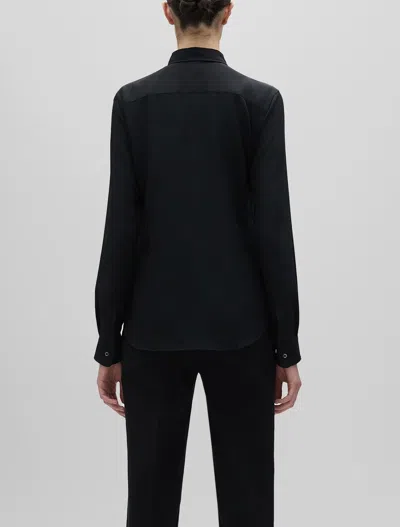 Aspesi Camicia In Crepe De Chine Di Seta - Nero