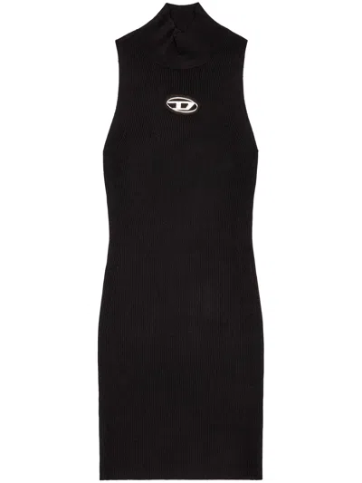 Diesel Mini Black Dress With Oval D Cut Out Detai In Viscose L