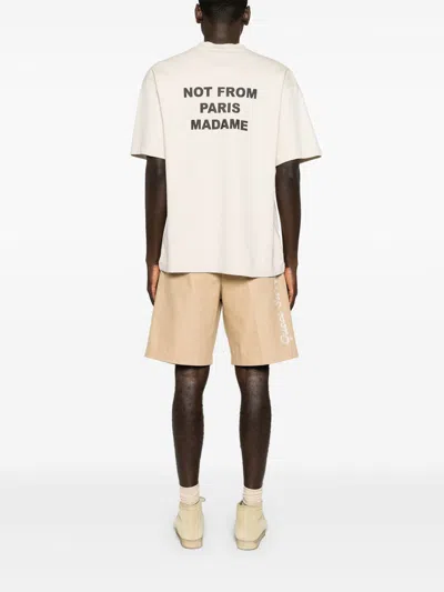 Drôle De Monsieur White Crewneck T-shirt With Slogan Print On The Front And Back