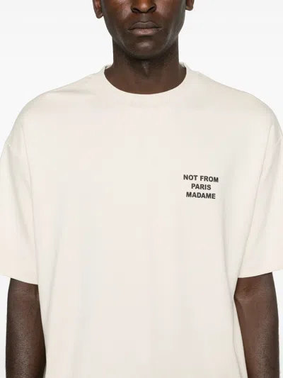 Drôle De Monsieur White Crewneck T-shirt With Slogan Print On The Front And Back