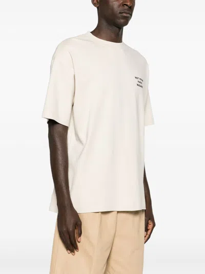 Drôle De Monsieur White Crewneck T-shirt With Slogan Print On The Front And Back
