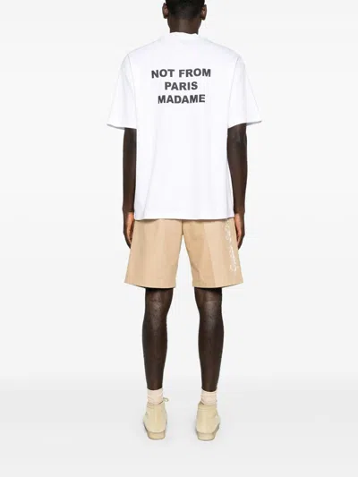 Drôle De Monsieur White Crewneck T-shirt With Slogan Print On The Front And Back