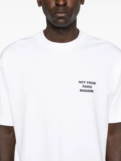 Drôle De Monsieur White Crewneck T-shirt With Slogan Print On The Front And Back
