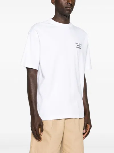 Drôle De Monsieur White Crewneck T-shirt With Slogan Print On The Front And Back