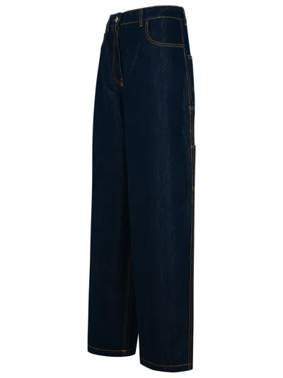 Etro Wide-leg Cotton Blend Jeans In Blue