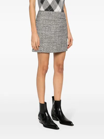 Golden Goose Miniskirt In Black And White Bouclé Cotton