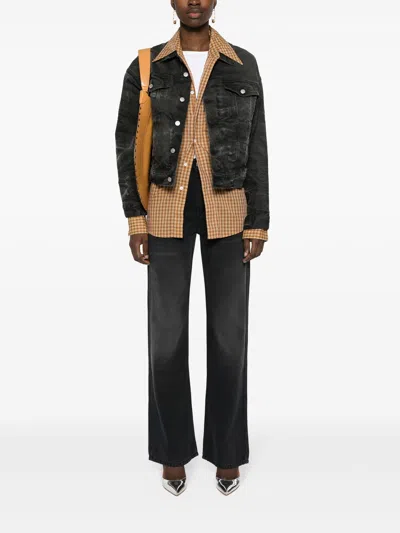 Isabel Marant Faded Bootcut Denim Jeans Whiskering Effect