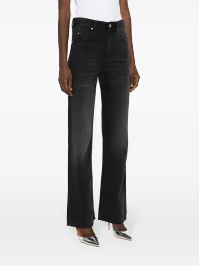 Isabel Marant Faded Bootcut Denim Jeans Whiskering Effect