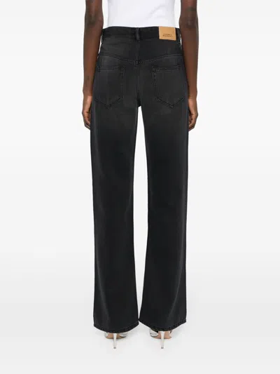 Isabel Marant Faded Bootcut Denim Jeans Whiskering Effect