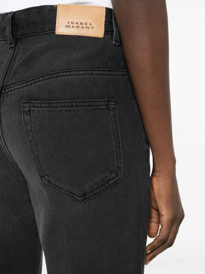 Isabel Marant Faded Bootcut Denim Jeans Whiskering Effect