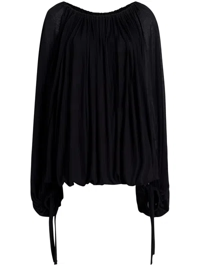Khaite Nash Draped Silk Crepe Top