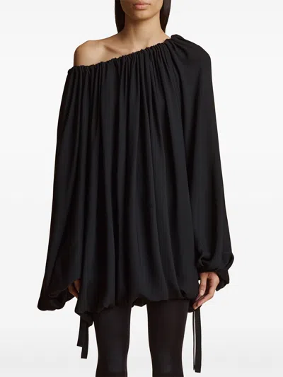 Khaite Nash Draped Silk Crepe Top
