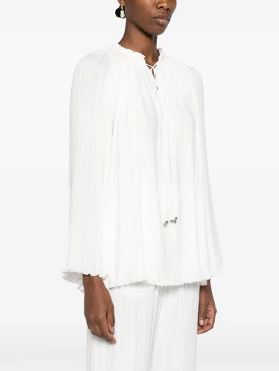 Lanvin Pleated Frilled Neckline Top With Bead Embellishment